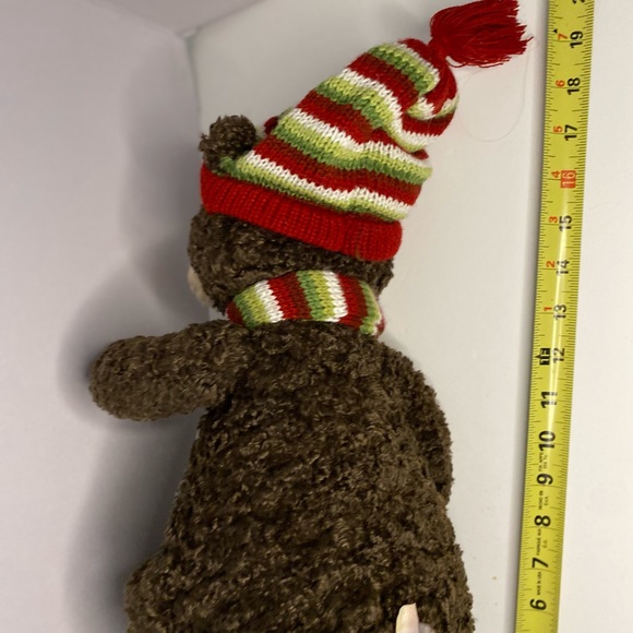 Eddie Bauer Gund Bear Plush Stuffed 15" Brown Tan Textured Hat Scarf Holiday VTG - Picture 8 of 9